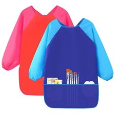 Jinlaili 2 Pezzi Impermeabile Grembiule da Pittura per Bambini 3-8 Anni Ragazza/