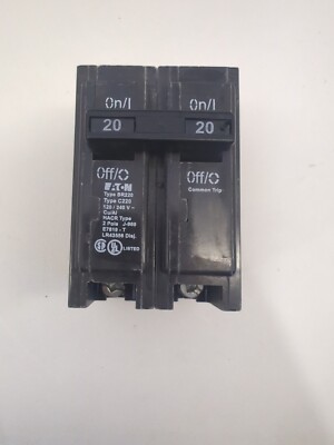 Eaton 20 Amp BR220  2 Pole 120/240V Circuit Breaker Cutler Hammer