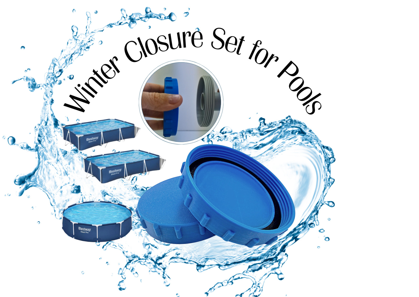 2x tapones de cierre compatibles con salida de drenaje de piscina Bestway a prueba de fugas
