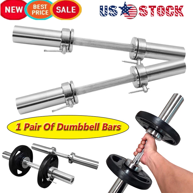 Olympic 2 Barbell Solid Dumbbell Weight Lifting Bars With 4pcs