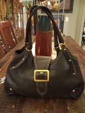 Maxx New York Oversized Brown Pebbled Leather Overnight Satchel Handbag Tote