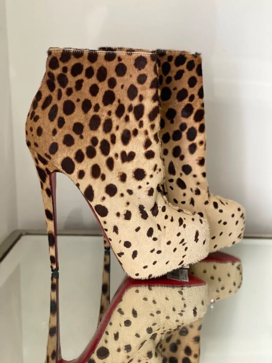 Christian Louboutin Miss leopard print platform ankle boots UK size 41 | eBay