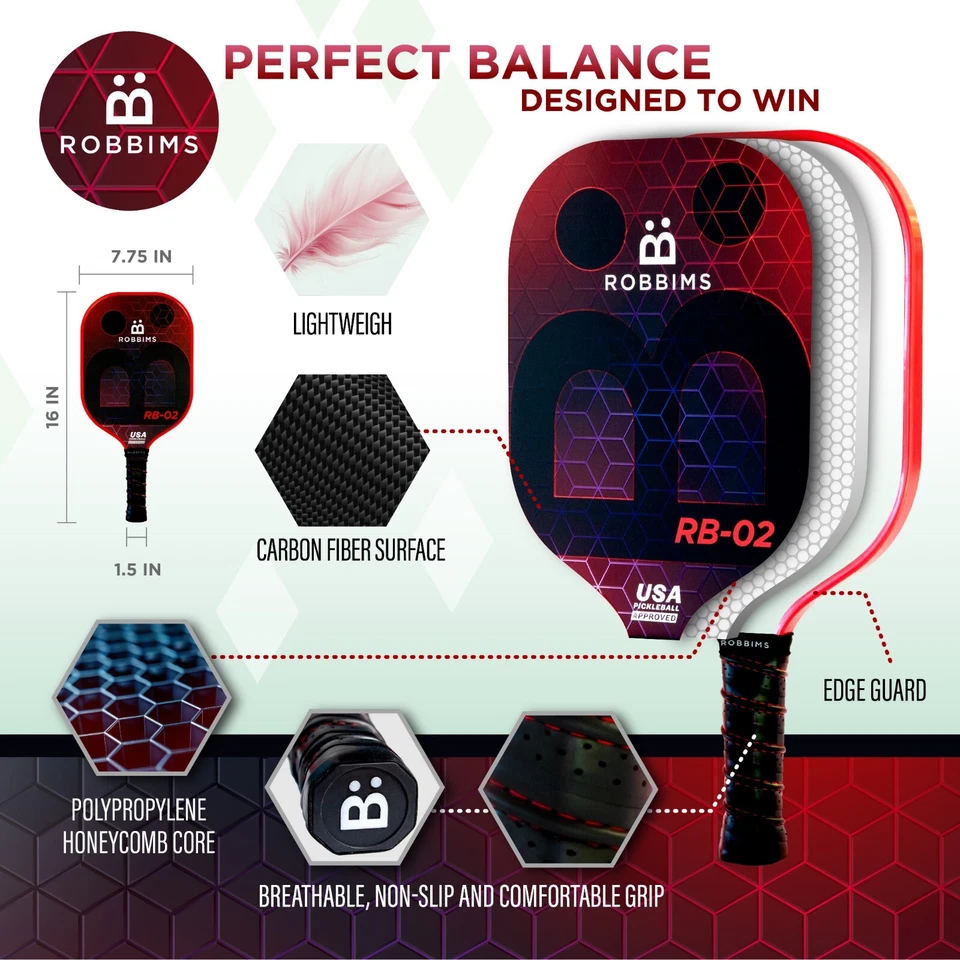 便携式泡菜球套装带网 | 4 个 USAPA 认可的碳纤维桨 — 第 4/4 张图片