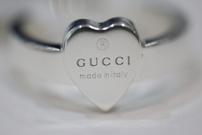 Gucci Trademark Ring With Heart Pendant Size 13 UK