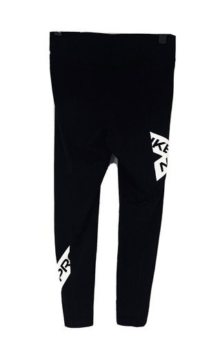 NIKE PRO Dri-Fit Black w White Logo High Rise 7/8 Length Tights Run Gym Womens M - Picture 5 of 12
