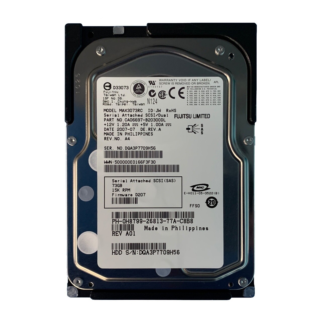 Внутренний жесткий диск Fujitsu CA06697-B20300DL MAX3073RC емкостью 73,5 ГБ