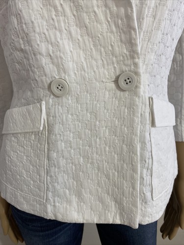 CAbi Outlet Club Blazer White Two Button Wide Lapel 3/4 Sleeve Size M #212 /NEW! - Picture 3 of 12