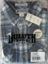 Duluth Trading Mens Burlyweight Untucked Flannel Shirt Blue Plaid XL