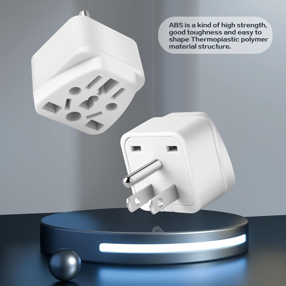 2 Pack US Travel Plug Adapter, Eu,Uk,Au,In,Cn,Jp,Asia,Italy,Brazil to