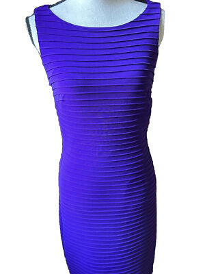   Cache Dress Women Sz 8 Purple Knit Layered Look Zip Back Dress