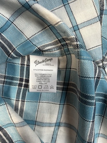 Duck Camp Shirt Mens Medium Blue Plaid Flannel Long Sleeve Hunter New - Picture 9 of 16