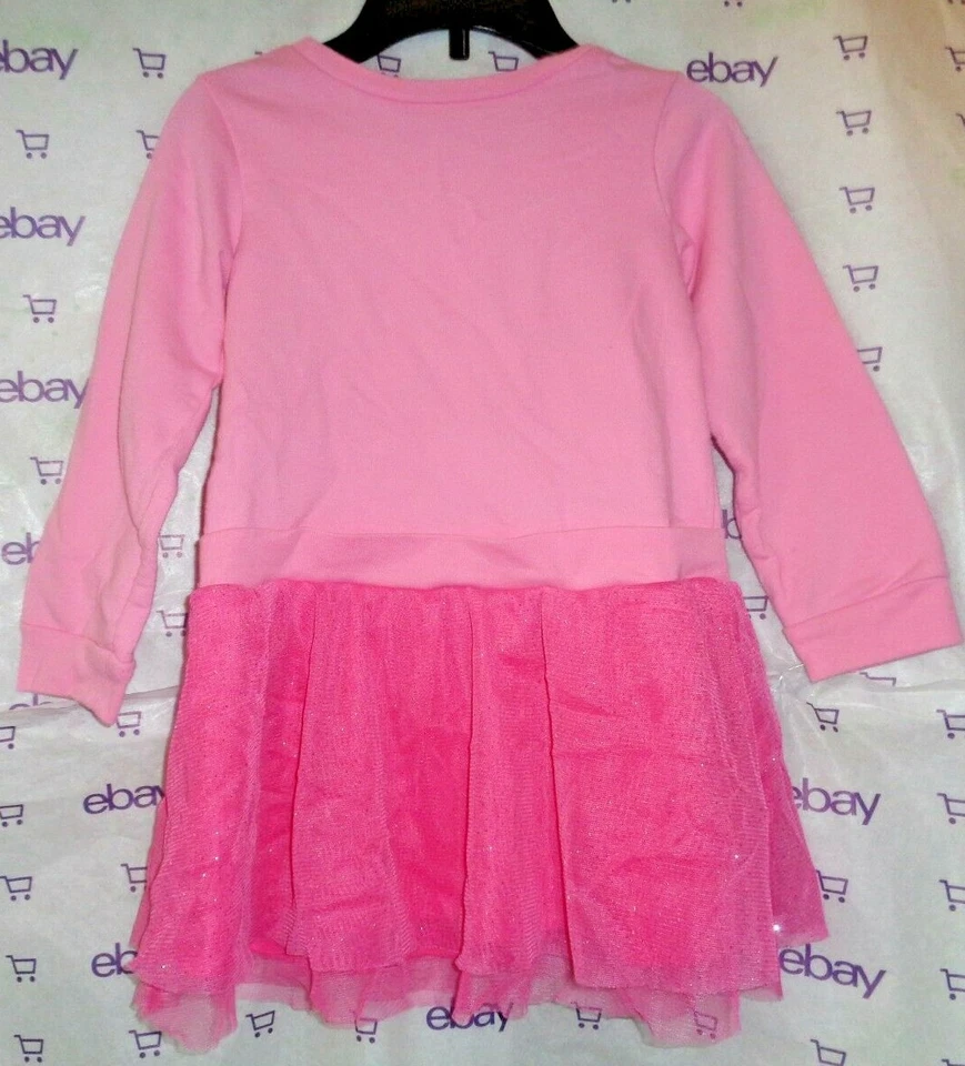 Healthtex Kitty metallic 3T girls sweat dress pink long sleeve lined net skirt - Image 4 of 4