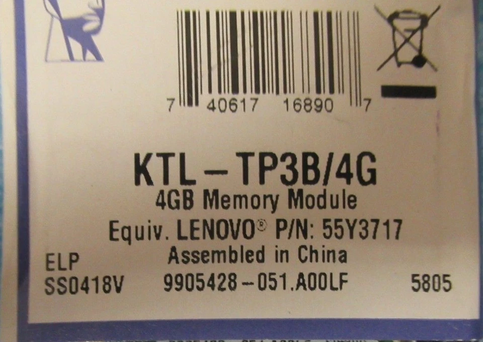 New Lenovo Kingston 55Y3717 4GB DDR3-1333 PC3-10600 240-Pin DIMM Ram 9905428-051 - Image 4 of 4