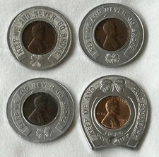 Lot of (4) Encased Lincoln Cents: 3 Wheats and 1 Memorial