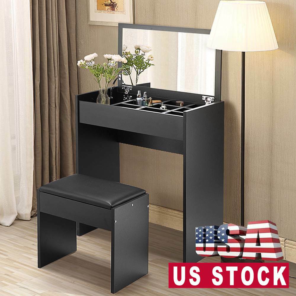 Makeup Vanity Desk Set W Mirror Stool Storage Shelves Organizer Dressing Table For Sale Online Ebay