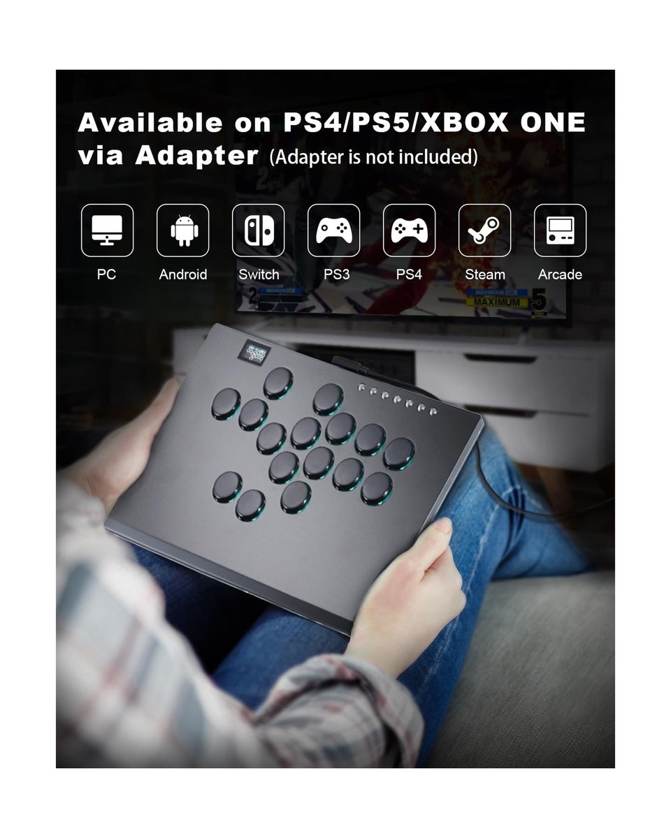 Leverless Controller Arcade Stick CosmoxGaming M16 Plus: Aluminum