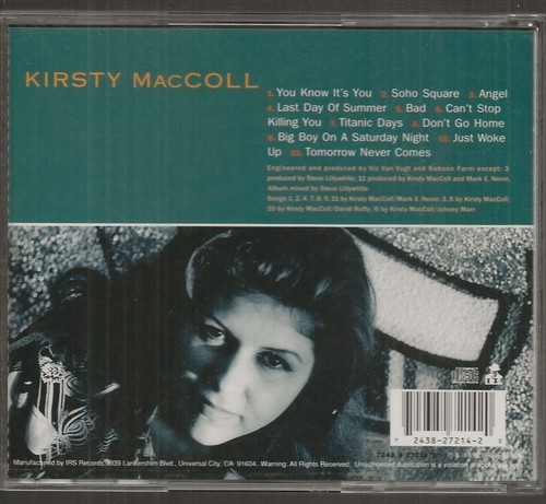 CD TITANIC DAYS BY KIRSTY MacCOLL (1983) I.R.S. RECORDS 7243 8 27214 20 - Picture 3 of 3