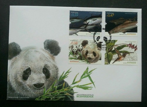 [SJ] Portugal International Biodiversity 2010 Panda Fish Marine Ocean Bird (FDC) - Picture 1 of 5