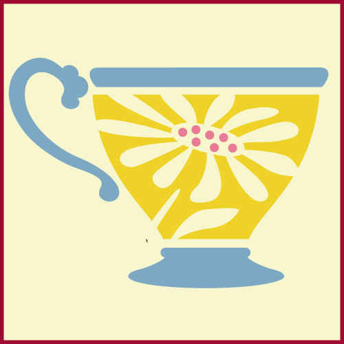 TEA CUP 2 STENCIL High Tea Afternoon Kitchen Party Template - The Artful Stencil - Picture 1 of 5