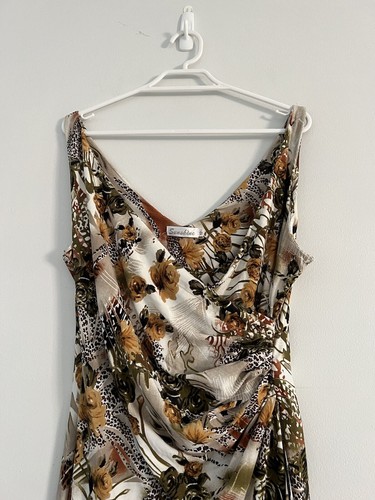 Sunshine Dress Ruffled Size 12 Roses Midi Party Summer Beach Ex Condition - Picture 2 of 9