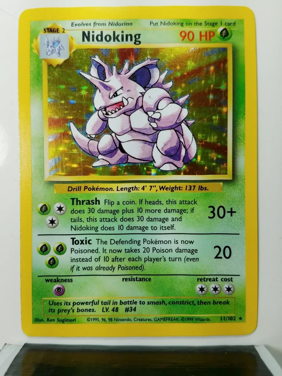 HOLO Nidoking 11/102 - NM - RARE 1999 Base Pokemon Card - $2