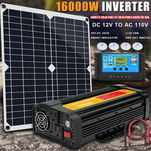 16000W Complete Solar Panel Kit Solar Power Generator 100A Home 110V Grid System