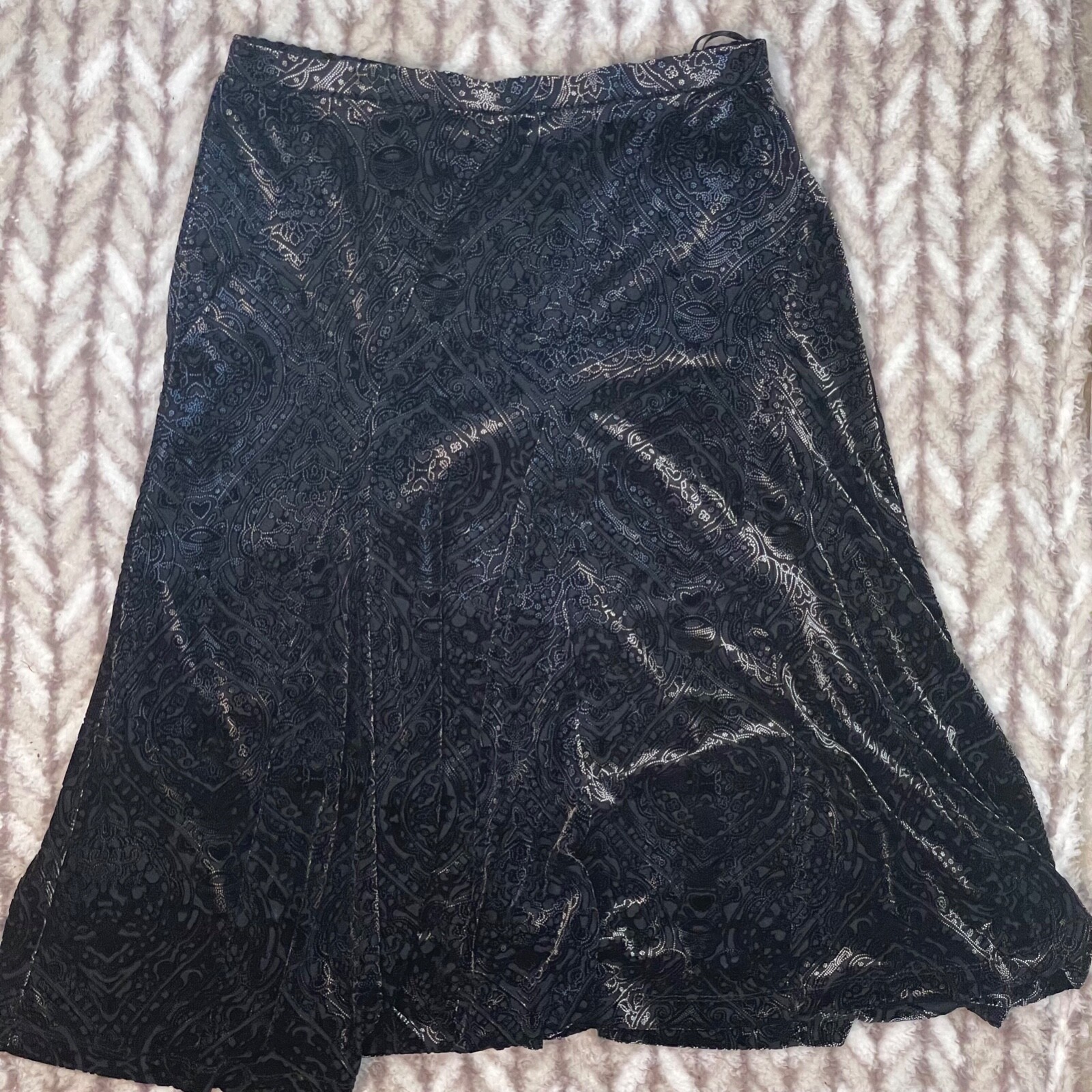 Black Velour Maxi Skirt with Elastic Waist - Medium by Alfani-image