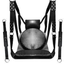 Heavy Duty High Chrome Real Leather Premium Black Leather Sex Swing