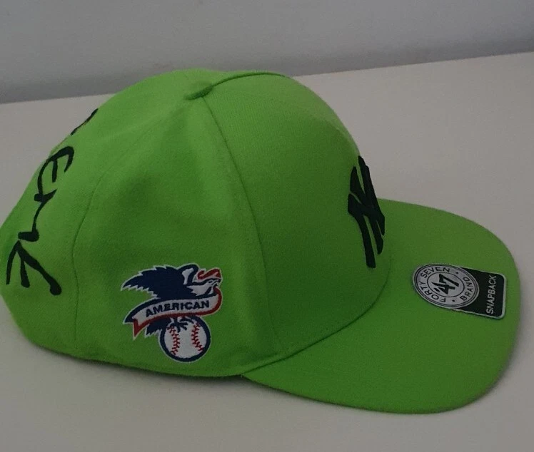 SS15 Supreme X Yankees X 47 Marque Citron Vert 5 panel Cap Rare Baseball Chapeau
