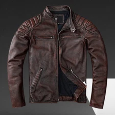 Leathers Mens Cafe Racer Sheep skin Motorcycle Leather Jacket