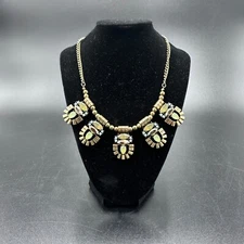 Vintage Chinco's Gold Tone Statement Necklace w/Yellow & Faux Opal Elegant Boho