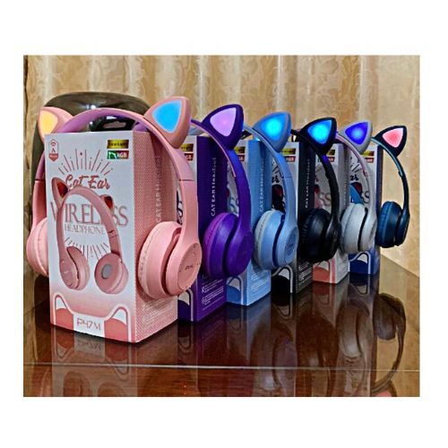 P47M LED Cat Ear Headphones with Mic and Premium Sound-image