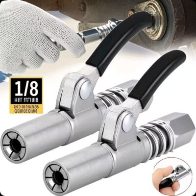 #ad 2Packs Grease Gun Coupler High Pressure Quick Release Lock Oil Injection Nozzles $12.76