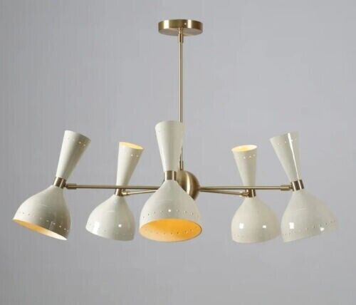Plafonnier Lustre Spoutnik 6 Bras, Laiton Antique, Fabrication Indienne, Neuf