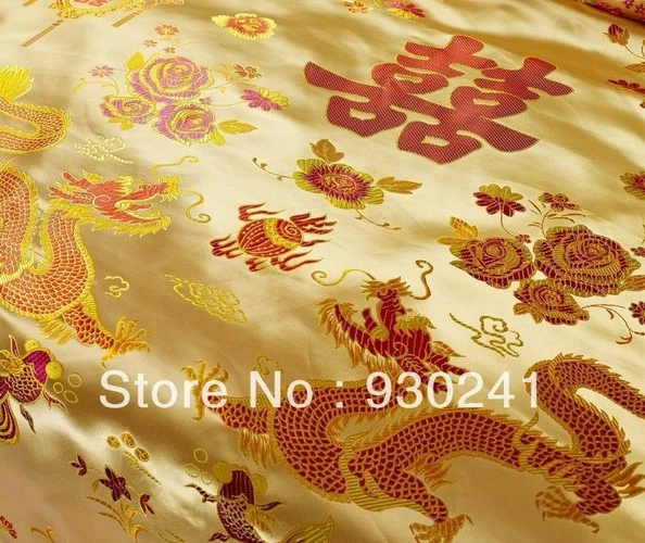 Красный атласный дракон/феникс китайский комплект постельного белья современный костюм жаккардовое постельное белье - Изображение 3 из 4