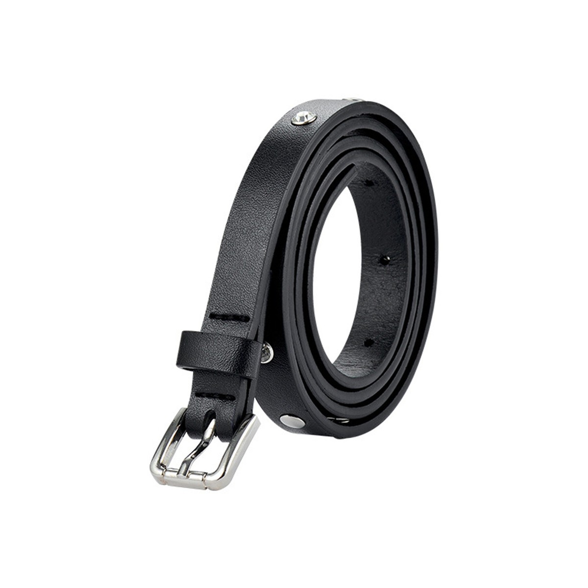 2pcs Women Skinny Adjustable Black PU Leather Belts Punk 