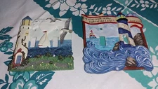 Lighthouse Fisherman New England Light Sculptural Switch Plate Covers Pair