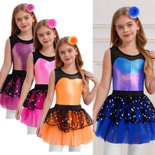 Kids Girls Mesh Tutu Dress Modern Ballet Jazz Latin Dance Dress Party Dancewear