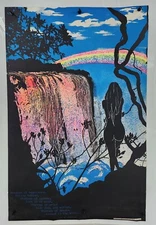 1971 Pro Arts Inc “Victoria Falls” Vintage Blacklight Poster Nature 42.5x28 Poem