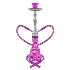 20" Purple Hookah Set - Hieros by Premium Hookah Shisha 2 Hose