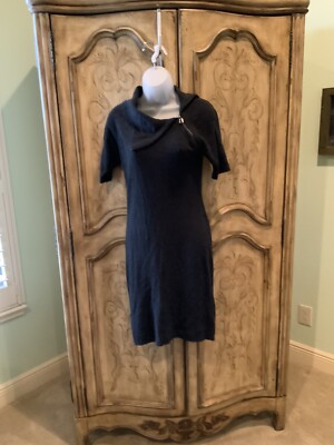 Calvin Klein Charcoal Grey Sweater Dress With Zippered Collar Size Small |  eBay