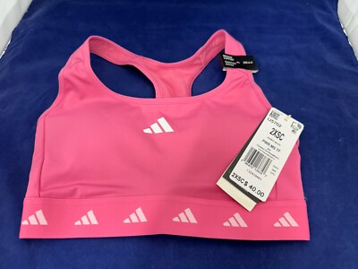 Adidas Women's Powerreact Training Bra Medium Support - Pink - 2XS A-C - New