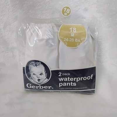 Gerber Waterproof Pants 18m (24-28lbs) White Peva Diaper Covers 2 Pack NEW A