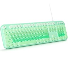 Wired Keyboard With Backlit Light Up Multimedia Keys Illuminated LED Green