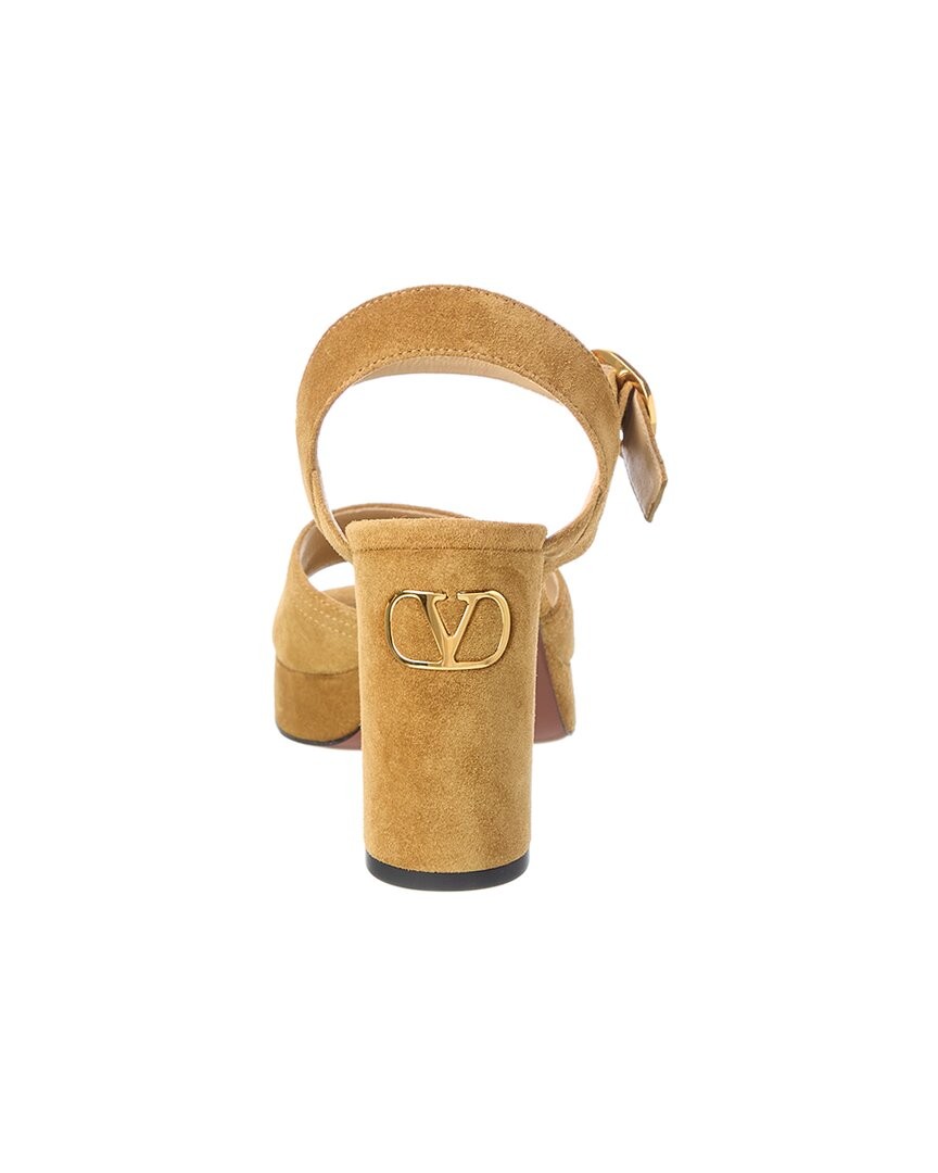 Valentino Vlogo Signature 100 Suede Sandal Women's Beige 36 thumbnail 3
