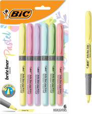 Brite Liner Grip Pocket Mini Highlighters Pastel Colors Chisel Tip 6 Pack