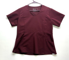 FIGS Technical Collection Scrub Top Women's Large Pouch Pocket Maroon Pre-owned