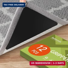 Rabenda 12 Pcs Rug Tape, Non Slip Rug Pads Grippers for Hardwood Floors and Tile