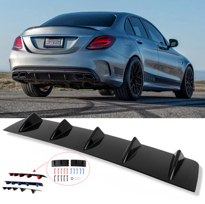 For Mercedes Benz W204 W205 Rear Diffuser 5 Fin Bumper Lip Splitter Spoiler
