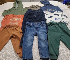10PC Little Boys Size 2T Long Sleeve Hooded Shirts Sweater Sweatshirts Pants Lot